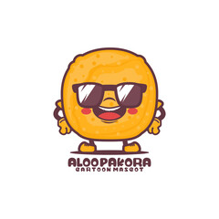 Aloo Pakora cartoon mascot. traditional indian food vector illustration