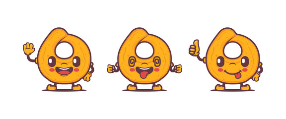 Obraz premium Taralli cartoon. italian snack vector illustration, with different poses and expressions