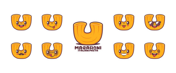 Macaroni cartoon. italian pasta vector illustration. icon, emoticons, cartoons