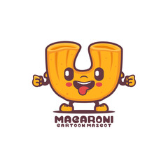 Macaroni cartoon mascot. italian pasta vector illustration