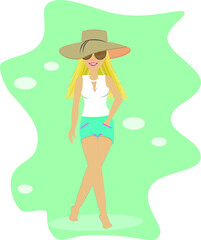 Vector illustration of a blonde girl in a hat