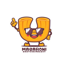 Macaroni cartoon mascot. italian pasta vector illustration