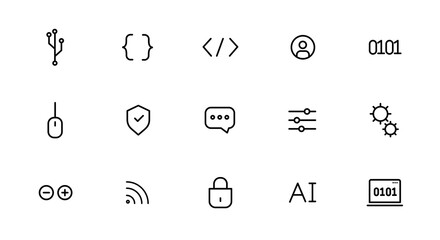 Minimal Tech icon set vector for a  website, banner, and app design.

