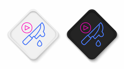 Line Thriller movie icon isolated on white background. Bloody knife. Suspenseful cinema genre, survival horror. Shocking films with gore and violence. Colorful outline concept. Vector