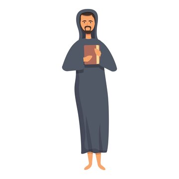 Monk man icon cartoon vector. Priest meditation. Image give
