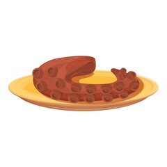 Octopus food icon cartoon vector. Dinner cuisine. Cheese sauce