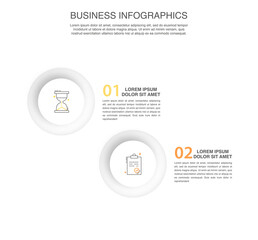 Modern vector infographics with two circles. Business template with 2 steps for diagram, web, banner, presentations, flowchart, content, levels, chart, graphic, timeline