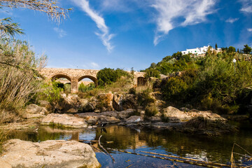 Fototapeta na wymiar Pont Vell.Rio de Santa Eulària. Santa Eulària des Riu. Ibiza.Balearic islands.Spain.