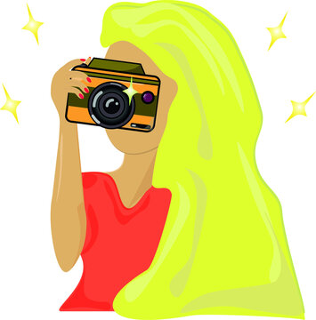 vector illustration of a girl with a camera