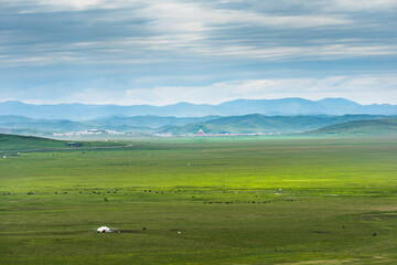 landscape with mountains and blue sky