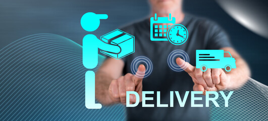 Man touching a delivery concept