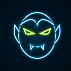 Glowing neon line Vampire icon isolated on black background. Happy Halloween party. Colorful outline concept. Vector
