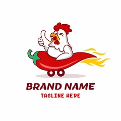 Chicken Fast Chilli Logo Design Vector