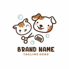 Grooming Pets Care Logo Design Vector