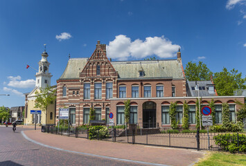 Old hospital and church in the center of Assen, Netherlands - obrazy, fototapety, plakaty