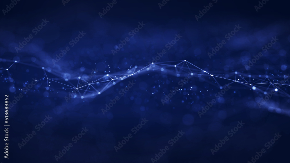 Poster abstract plexus blue geometrical shapes. connection and web concept. digital, communication and tech