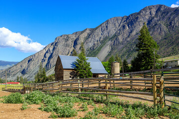 Fototapeta na wymiar Old rustic wood barn Keremeos British Columbia Canada