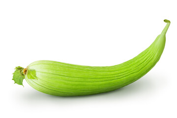 An unusual and rare delicacy - an Armenian cucumber or snake melon isolated with clipping path on a white background. A fresh and delicious product for a healthy diet