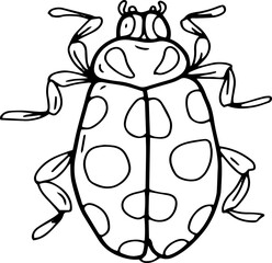Beetles insects large set separately on a white background coloring book for children sketch doodle hand drawn
