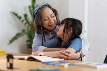 Happy moment of Daughter enjoying time together with mother at home. little child girl having fun.