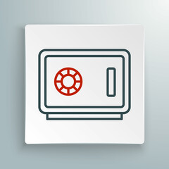 Line Safe icon isolated on white background. The door safe a bank vault with a combination lock. Reliable Data Protection. Colorful outline concept. Vector