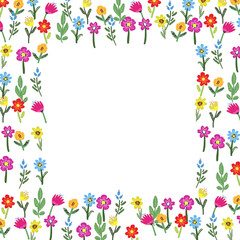 Obraz na płótnie Canvas Vector floral frame. Bright flowers arrange in border
