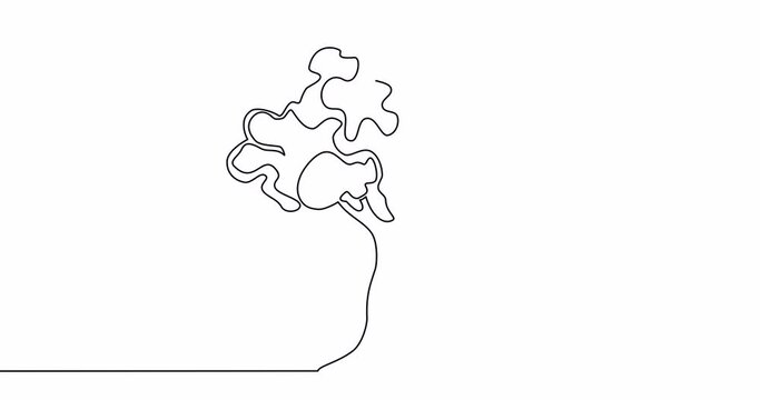 Self drawing line animation Tree nature continuous line drawn concept video
