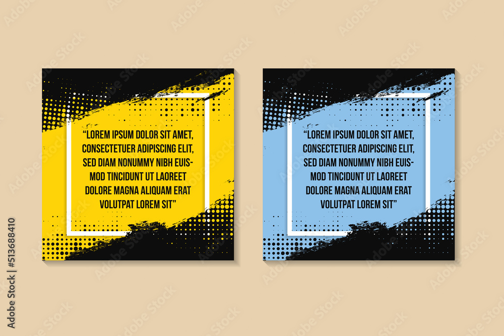 Poster social banner background. quote box frame set templates. text in brackets, quotation empty speech bu