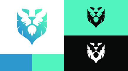 Fototapeta premium Lion Head emblem Logo Design Concept