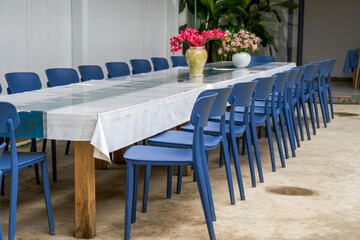 Catering long table seating and conference long table in restaurant