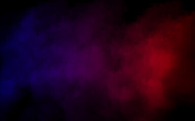 Artificial smoke in red and blue light on black dark background