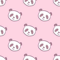 Pink panda pattern, seamless vector background