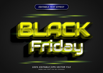 Obraz premium Luxury neon glow. Gold and black friday text effect editable.