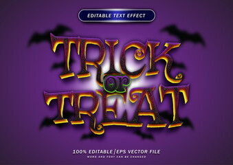 Trick or treat editable text effect style. Cartoon style effect