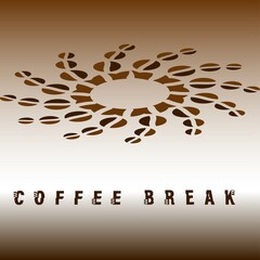 coffee break sign with coffee beans image.