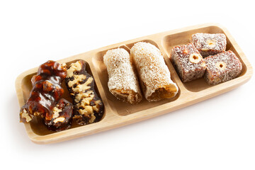 various Turkish delights with hazelnuts and walnuts