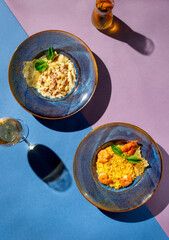 Project with luxury food on a colorful background