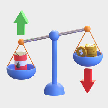 Oil Barrel Price Vs Dollar In Scale 3d Icon Illustration