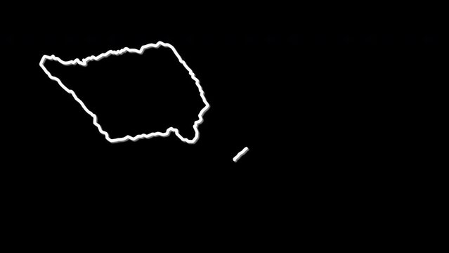 Samoa map, country territory outline self drawing animation. Line art.