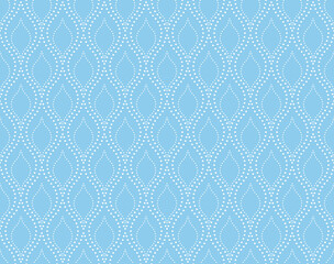 The geometric pattern with wavy lines. Seamless vector background. White and blue texture. Simple lattice graphic design