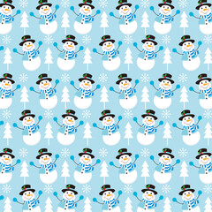 christmas seamless pattern with cute snowman