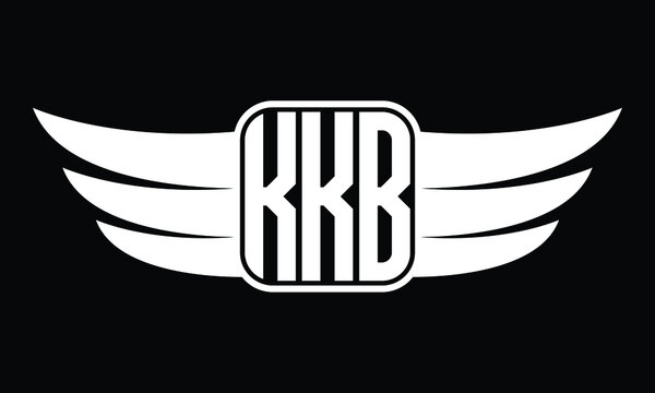 KKB three Letter Wings Flying Initial wing symbol minimalist creative concept flag icon professional logo design Vector template with abstract black and white tattoo