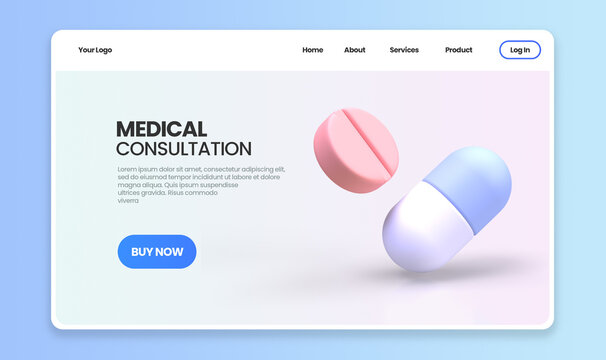 Medicine and drug for drugstore category concept illustration Landing page template for background