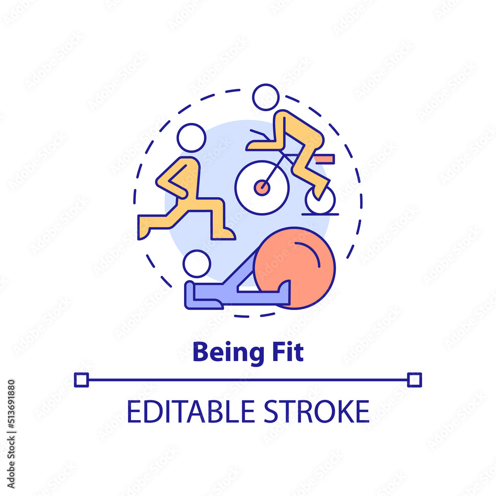 Poster being fit concept icon. basic life skill abstract idea thin line illustration. regular exercise rout