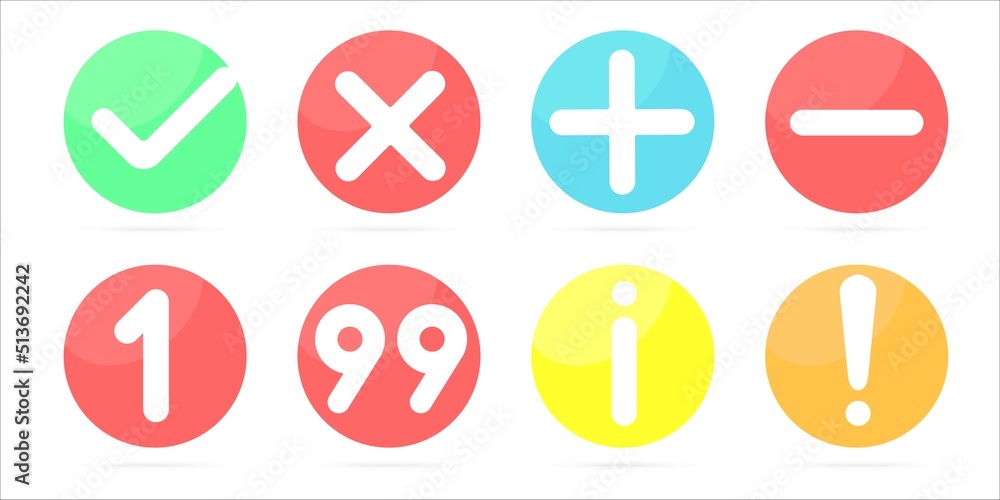 Aufkleber check mark and other icons. green tick and red cross checkmarks flat line icons set. vector illustra