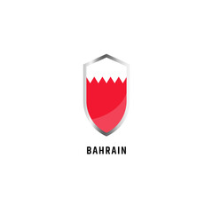 Flag of Bahrain with shield shape icon flat vector illustration