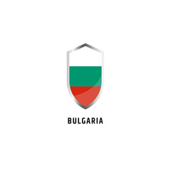Flag of Bulgaria with shield shape icon flat vector illustration