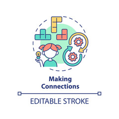 Making connections concept icon. Basic life skill for kid abstract idea thin line illustration. Solving problems. Isolated outline drawing. Editable stroke. Arial, Myriad Pro-Bold fonts used