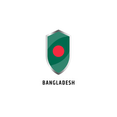 Flag of Bangladesh with shield shape icon flat vector illustration