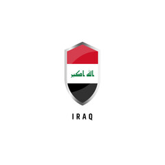 Flag of Iraq with shield icon flat vector  illustration